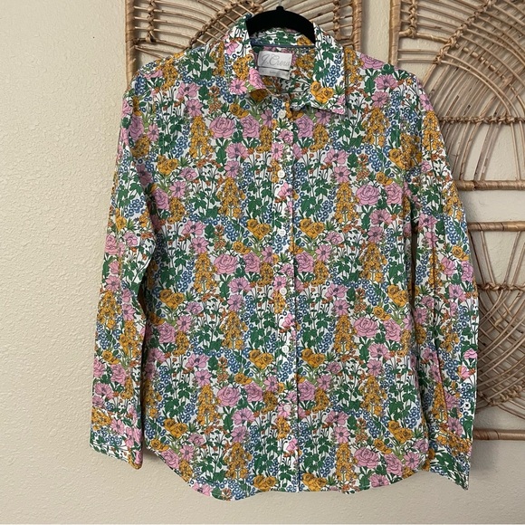 J. Crew Tops - J. CREW Floral Liberty Fabric Blouse Top Button Down Multi Blooms Women's Sz 6